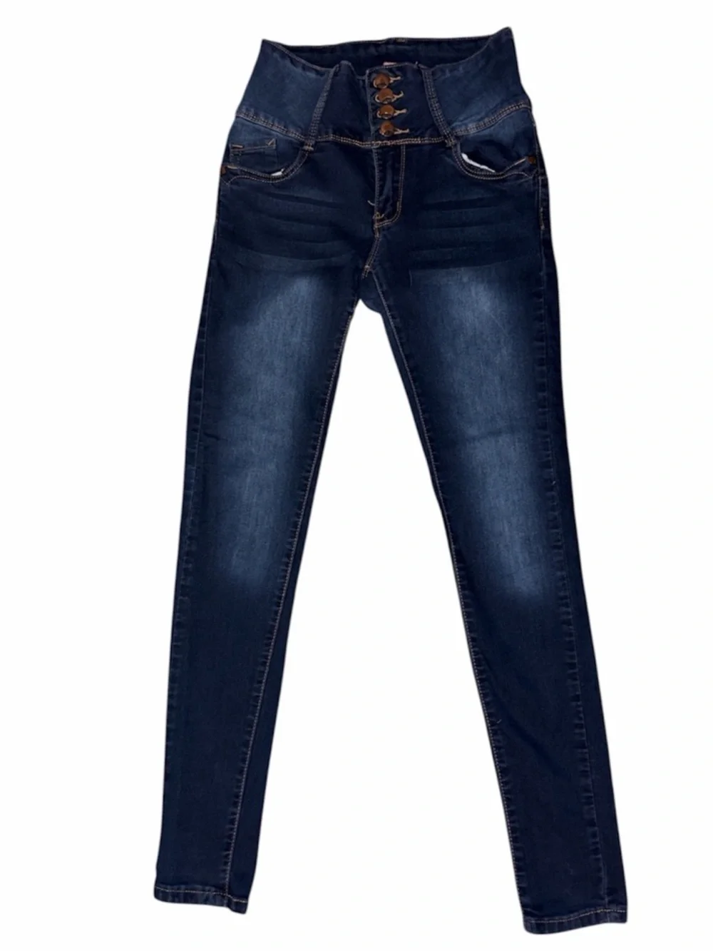 HAILEY High-Rise Navy Skinny Jeans with Button-Front Detail Size 5